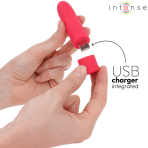 INTENSE - SYMONE USB RECHARGEABLE VIBRATING BULLET 8 VIBRATIONS RED 10 X 2.2 CM - imagine 5