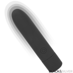 BLACK  SILVER - GERI USB RECHARGEABLE VIBRATING BULLET 8 VIBRATIONS BLACK 10 X 2.2 CM - imagine 2