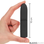 BLACK  SILVER - GERI USB RECHARGEABLE VIBRATING BULLET 8 VIBRATIONS BLACK 10 X 2.2 CM - imagine 5