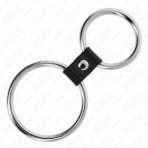 KINK - DOUBLE METAL PENIS RING 3.7 CM TO 5 CM CONNECTED BY LEATHER STRAP MODEL 1 - imagine 4