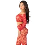 LEG AVENUE - CROP TOP + STOCKINGS RED ONE SIZE - imagine 3