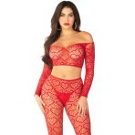 LEG AVENUE - CROP TOP + STOCKINGS RED ONE SIZE - imagine 2
