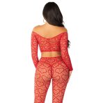LEG AVENUE - CROP TOP + STOCKINGS RED ONE SIZE - imagine 5