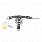 KINK - LEATHER PENIS RING WITH LOCK STRAP 21 X 2 CM AND 5 METAL RINGS FROM 3 CM TO 4 CM - imagine 5