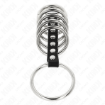 KINK - 7 METAL PENIS RINGS 3.2 CM TO 5 CM CONNECTED BY LEATHER - imagine 3