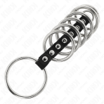 KINK - 7 METAL PENIS RINGS 3.2 CM TO 5 CM CONNECTED BY LEATHER - imagine 4