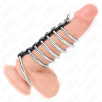KINK - 7 METAL PENIS RINGS 3.2 CM TO 5 CM CONNECTED BY LEATHER - imagine 2