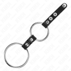 KINK - DOUBLE PENIS RING 3.8 CM TO 5 CM CONNECTED BY LEATHER - imagine 3