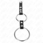 KINK - DOUBLE PENIS RING 3.8 CM TO 5 CM CONNECTED BY LEATHER - imagine 4