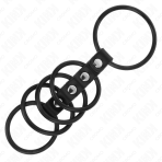 KINK - 5 SILICONE PENIS RINGS 3.8 CM TO 4.8 CM CONNECTED BY LEATHER - imagine 3
