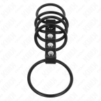 KINK - 5 SILICONE PENIS RINGS 3.8 CM TO 4.8 CM CONNECTED BY LEATHER - imagine 4