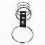 KINK - 4 METAL PENIS RINGS 3.7 CM TO 5 CM CONNECTED BY LEATHER - imagine 3