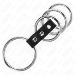 KINK - 4 METAL PENIS RINGS 3.7 CM TO 5 CM CONNECTED BY LEATHER - imagine 4