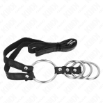 KINK - 4 CONNECTED METAL PENIS RINGS 3.8 CM TO 5 CM WITH LEATHER BELT 112 CM - imagine 4