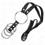 KINK - 4 CONNECTED METAL PENIS RINGS 3.8 CM TO 5 CM WITH LEATHER BELT 112 CM - imagine 5