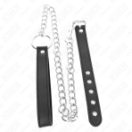 KINK - LEATHER PENIS RING 21.5 X 2 CM WITH 60 CM METAL CHAIN AND LEATHER STRAP - imagine 3