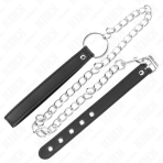 KINK - LEATHER PENIS RING 21.5 X 2 CM WITH 60 CM METAL CHAIN AND LEATHER STRAP - imagine 4