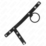 KINK - SILICONE PENIS RING 3.8 CM WITH BALL DIVIDER AND LEATHER STRAP 22 X 1.5 CM - imagine 4
