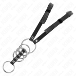 KINK - 5 PENIS RINGS 3.8 CM TO 5 CM METAL WITH LEATHER BELT 112 CM - imagine 4