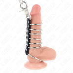 KINK - 7 METAL PENIS RINGS 3.8 CM TO 5 CM CONNECTED WITH LEATHER AND METAL CHAIN 100 CM - imagine 2