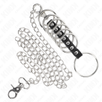 KINK - 7 METAL PENIS RINGS 3.8 CM TO 5 CM CONNECTED WITH LEATHER AND METAL CHAIN 100 CM - imagine 4