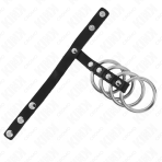 KINK - 4 METAL PENIS RINGS 3.8 CM CONNECTED WITH LEATHER STRAP 22 X 1.5 CM AND PRESSURE CLOSURE - imagine 4