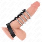 KINK - 4 METAL PENIS RINGS 3.8 CM CONNECTED WITH LEATHER STRAP 22 X 1.5 CM AND PRESSURE CLOSURE - imagine 2