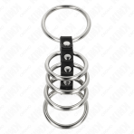 KINK - 5 PENIS RINGS 3.7 CM TO 5 CM METAL CONNECTED BY LEATHER - imagine 3