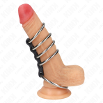 KINK - 5 PENIS RINGS 3.7 CM TO 5 CM METAL CONNECTED BY LEATHER - imagine 2