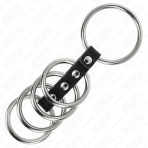KINK - 5 PENIS RINGS 3.7 CM TO 5 CM METAL CONNECTED BY LEATHER - imagine 4