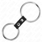 KINK - DOUBLE METAL PENIS RING 3.7 CM TO 5 CM CONNECTED BY LEATHER STRAP MODEL 2 - imagine 4