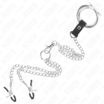 KINK - TRIPLE CHROME METAL PENIS RING 3.8 CM TO 5 CM WITH 26 CM METAL CHAIN AND NIPPLE CLAMPS MODEL 1 - imagine 5