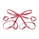 SUBBLIME - 953706 HANDCUFFS WITH BONDAGE BELT RED ONE SIZE - imagine 4