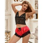 SUBBLIME - 953966 CASUAL SILK NIGHTGOWN + LACE PANTS BLACK/RED L/XL - imagine 5
