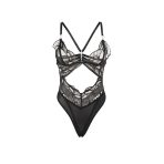 SUBBLIME - 955229 TRANSPARENT BODYSUIT WITH HOLLOW LACE BLACK L/XL - imagine 5