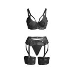 SUBBLIME - 955243 BLACK BONDAGE BRA WITH GARTER SET L/XL - imagine 4