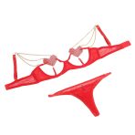 SUBBLIME - 955526 BRA SET WITH CHAINS AND MESH HEART RED L/XL - imagine 4