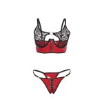 SUBBLIME - 955533 RED PATENT LEATHER MESH ZIPPER BRA SET S/M - imagine 4