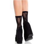 LEG AVENUE - BLACK LACE BOW LACE SOCKS - imagine 2