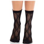 LEG AVENUE - BLACK LACE BOW LACE SOCKS - imagine 3