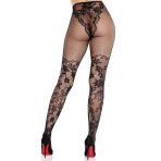 LEG AVENUE - DAHLIA LACE STOCKINGS WITH NET DETAIL BLACK - imagine 2