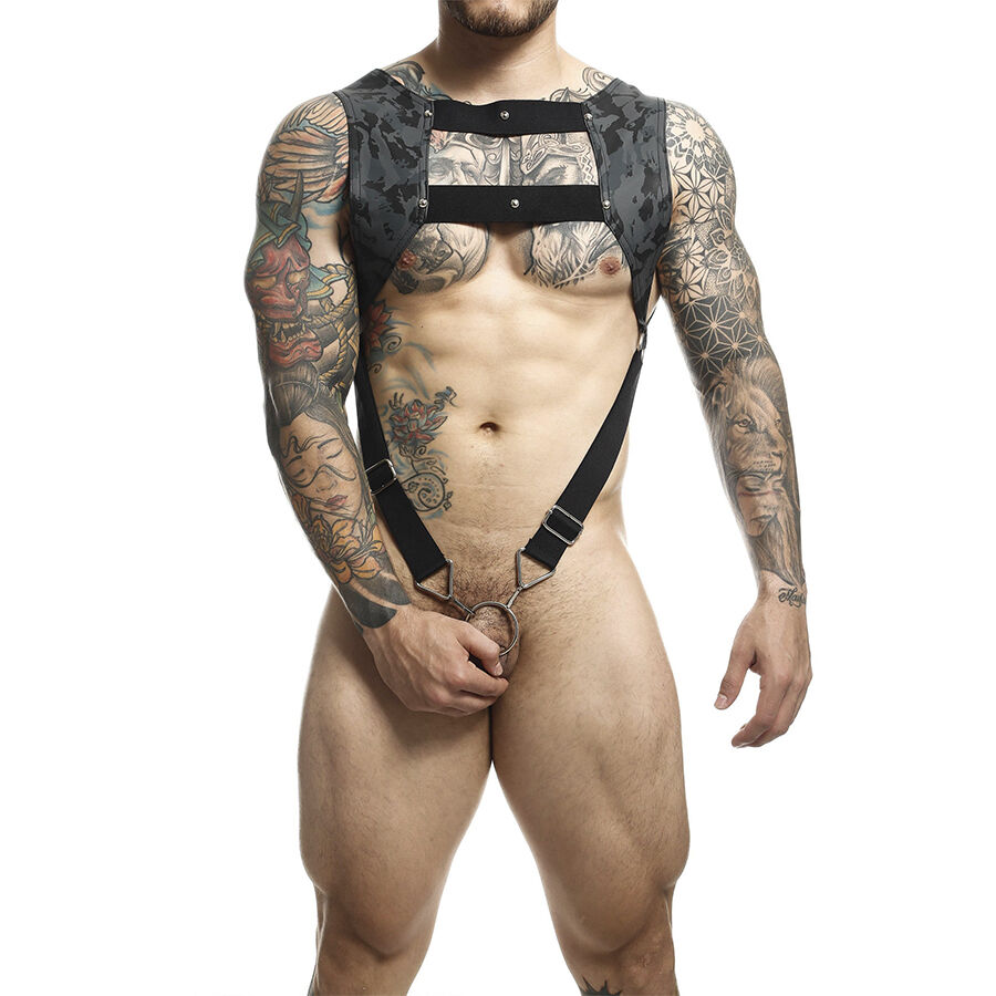 img_206865_d230d5903f90b9dc241f8ff9ea58e888_1.jpg MOB - DNGEON HARNESS WITH SILVER PENIS RING ONE SIZE - imagine 1