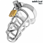 ADDICTED TOYS LOCKED - SILVER LOCK METAL PENIS CAGE SIZE S - imagine 2