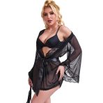 SUBBLIME - BATA TELA TRANSPARENTE DETALLE ENCAJE NEGRO S/M - imagine 4