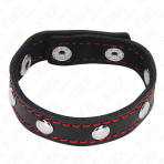 KINK - LEATHER PENIS RING WITH PRESSURE CLOSURE RED LINING 21 X 1.5 CM - imagine 3