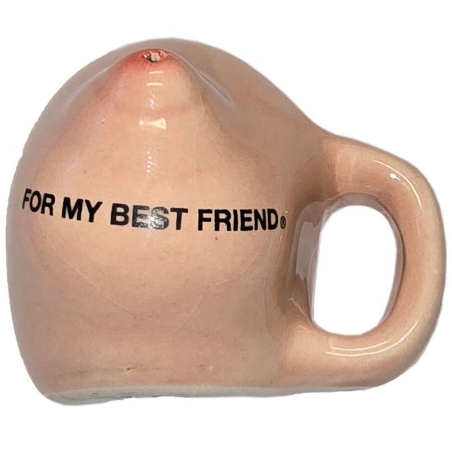 DIABLO PICANTE  BREAST MAGNET ON A CERAMIC MUG “FOR MY BEST FRIEND”