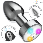 INTENSE - VIBRATING METAL ANAL PLUG WITH LED LIGHTS AND REMOTE CONTROL - SIZE S - imagine 2