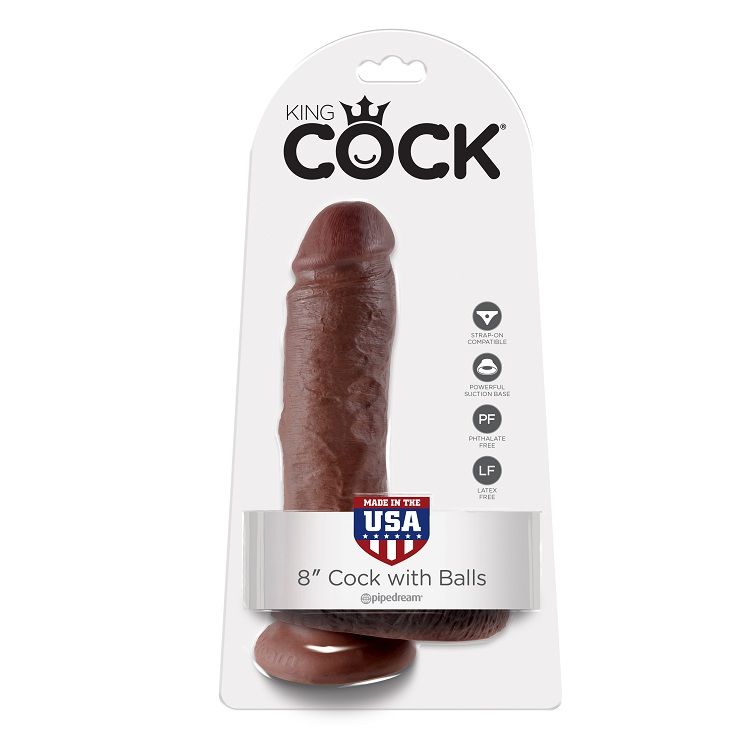 img_29623_b9b9778d23c6e986f97fcbd3ae0cdc06_1.jpg KING COCK 8" COCK BROWN WITH BALLS 20.3 CM - imagine 1