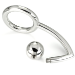 METAL HARD - COCK RING RING WITH ANAL INTRUDER HOOK 45MM - imagine 2