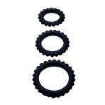 BAILE - TITAN SET 3PCS COCK RING BLACK 2.8 + 2.4 + 1.9 CM - imagine 2
